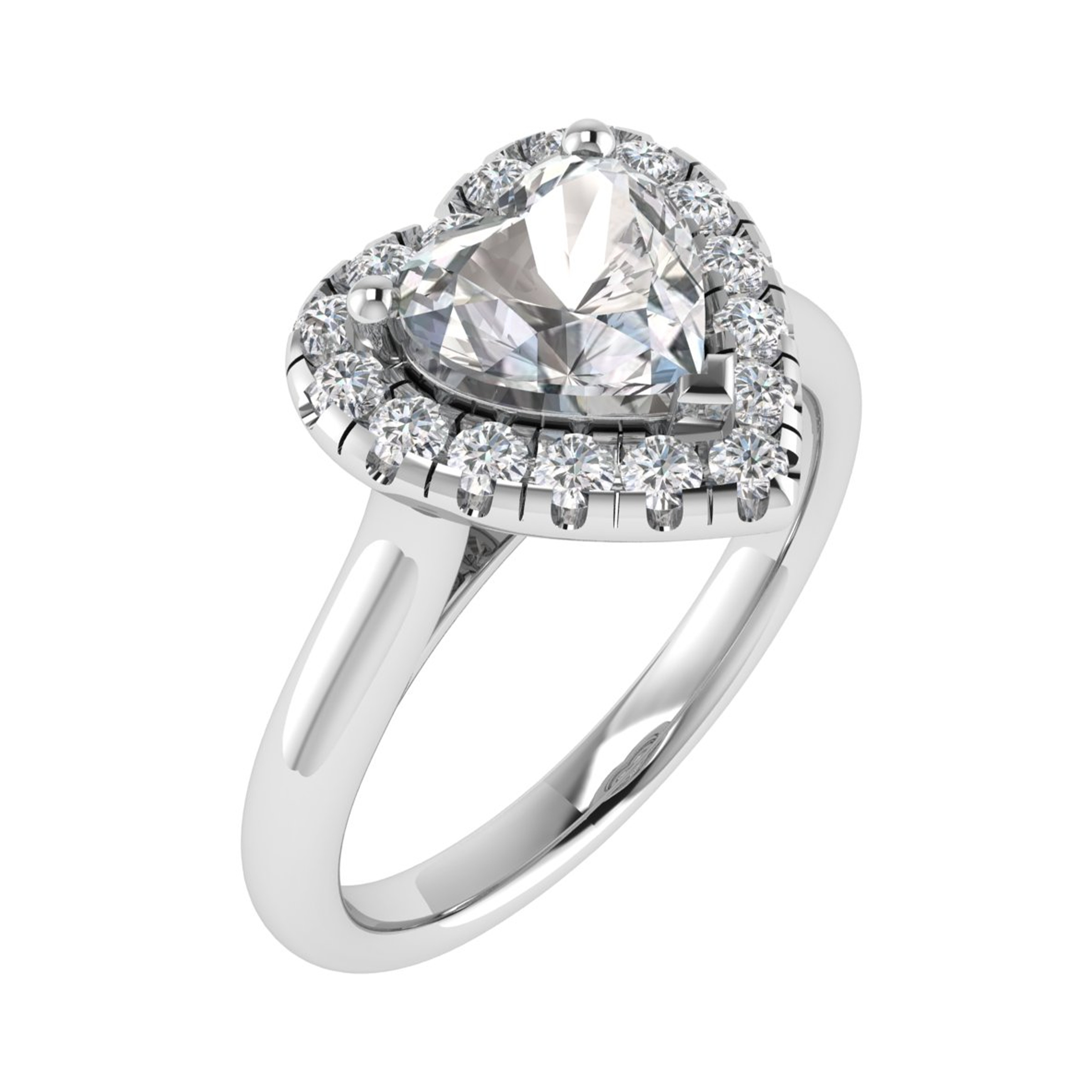 3 Ct Lab-Created Heart Cut Elani  Everyday Diamond Rings in 9K White Gold