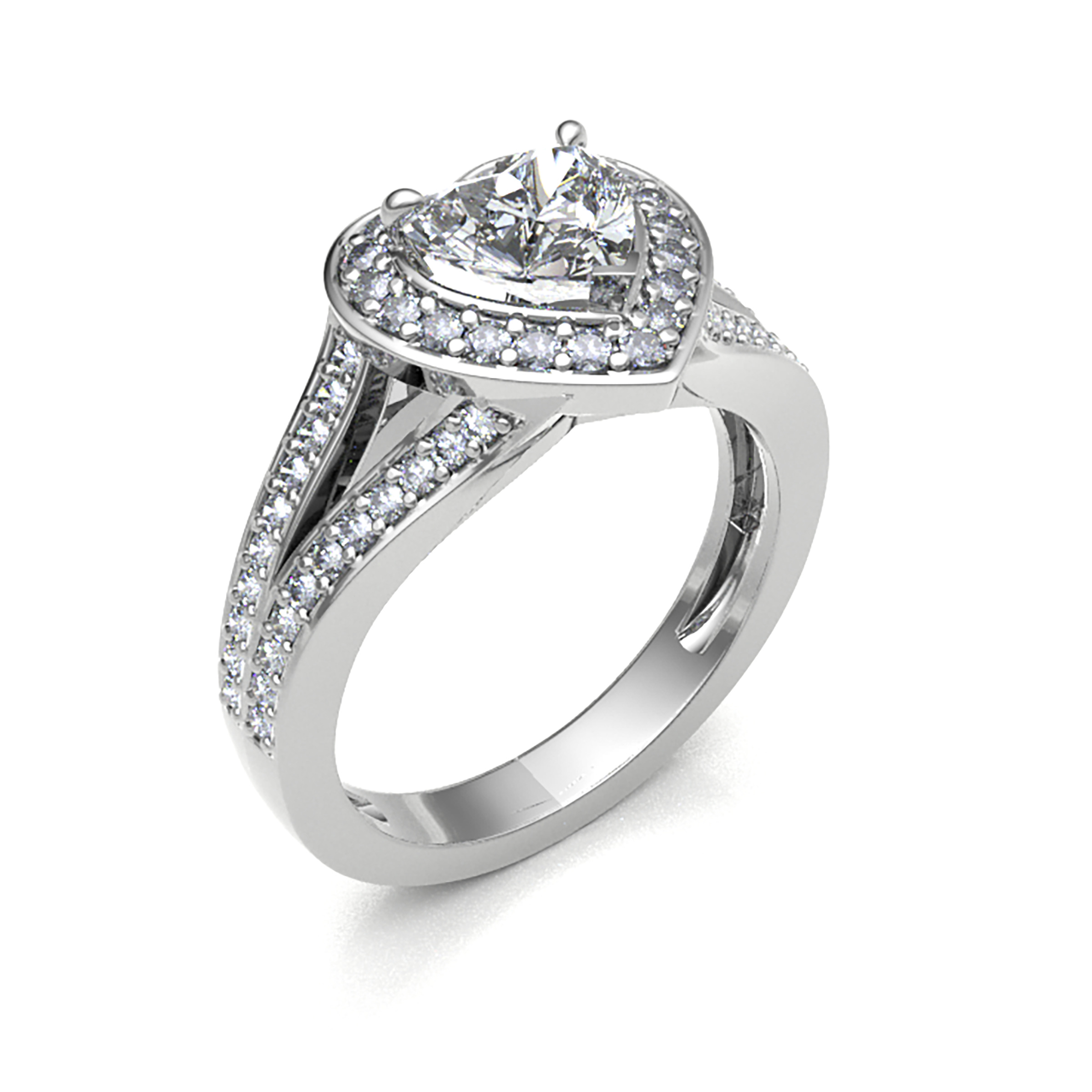 3 Ct Lab-Created Heart Cut Reeta  Cluster Diamond Rings in 9K White Gold