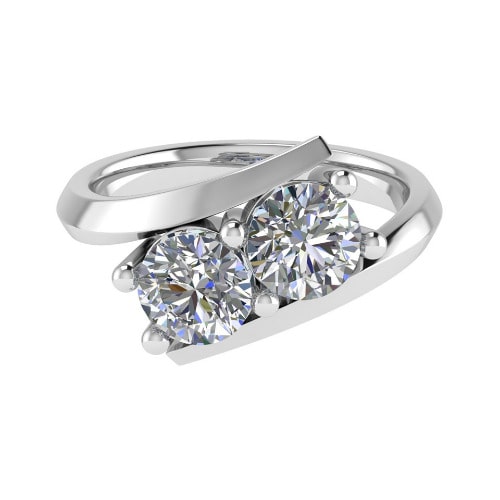 1.5 Ct Lab-Created Diamond Round Cut Cassini  Side Stone Engagement Rings in 9K White Gold