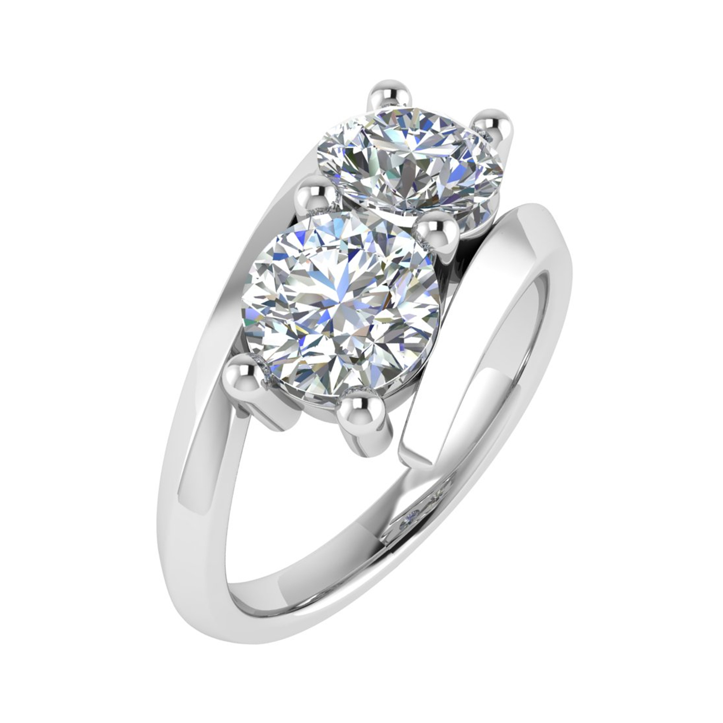 1.5 Ct Lab-Created Diamond Round Cut Cassini  Side Stone Engagement Rings in 9K White Gold