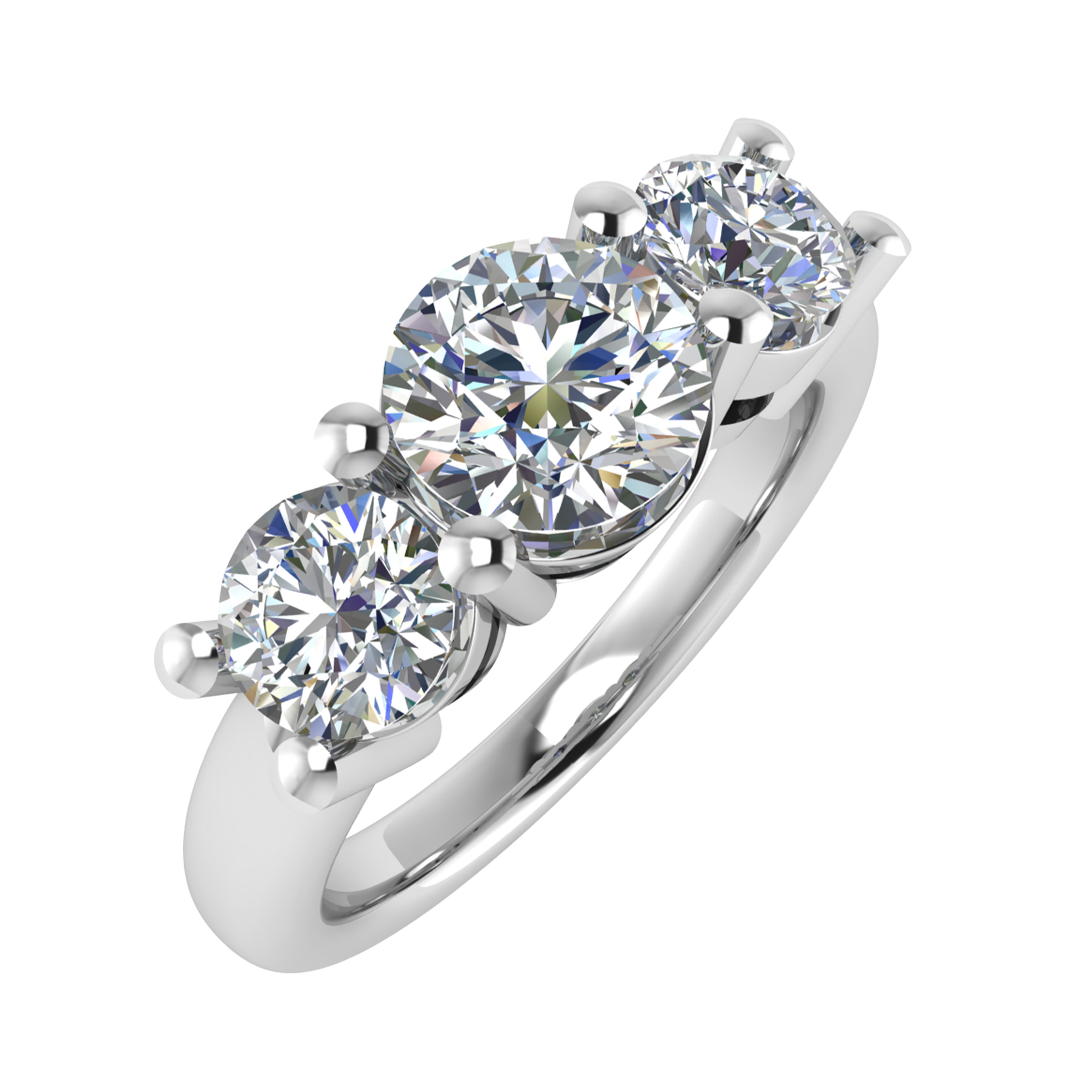 0.16 Ct Lab-Created Round Cut Danaiah  3 Stone Ring Diamond Rings in 9K White Gold