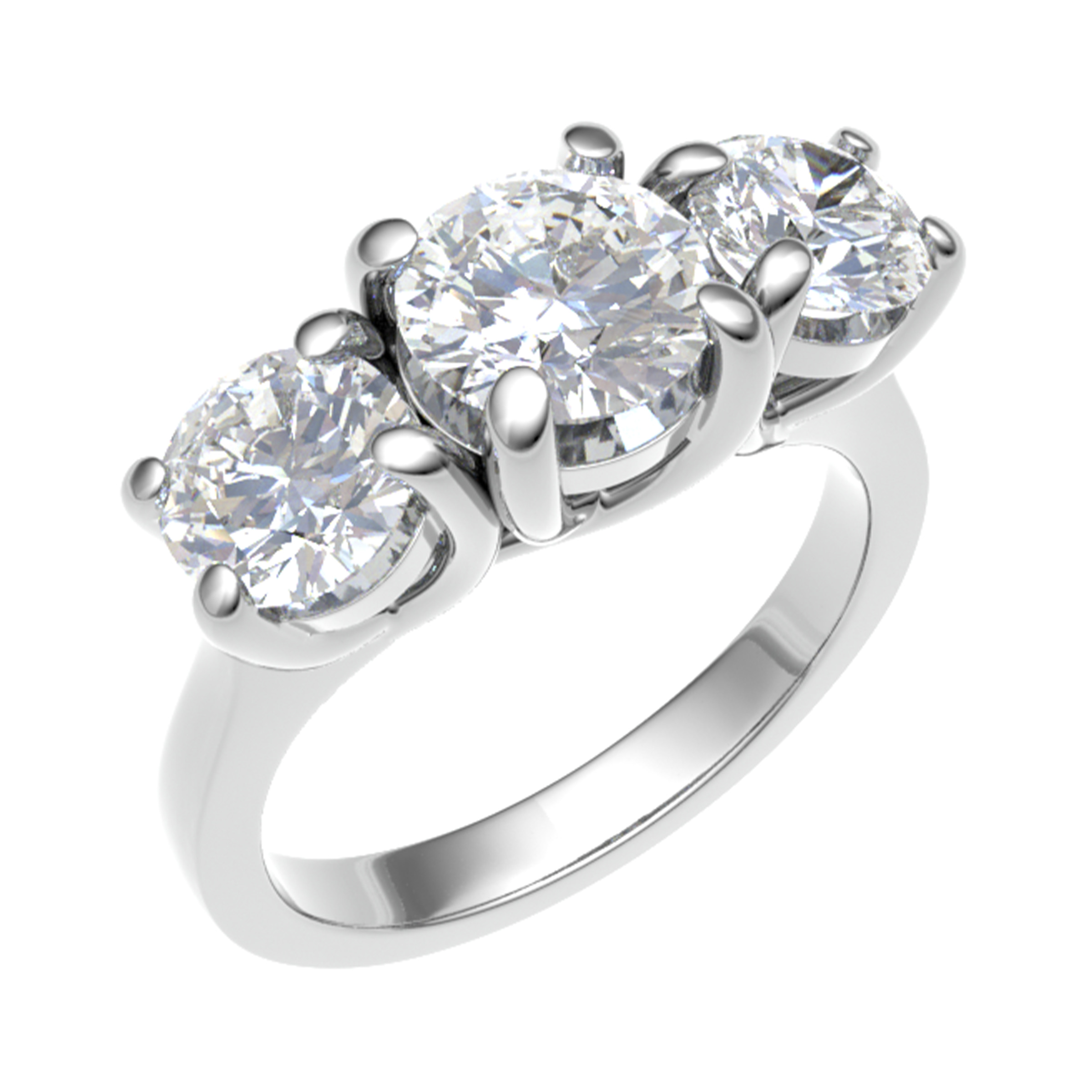 0.20 - 2.00 Carat Lab-Created 3 Stone Diamond Rings