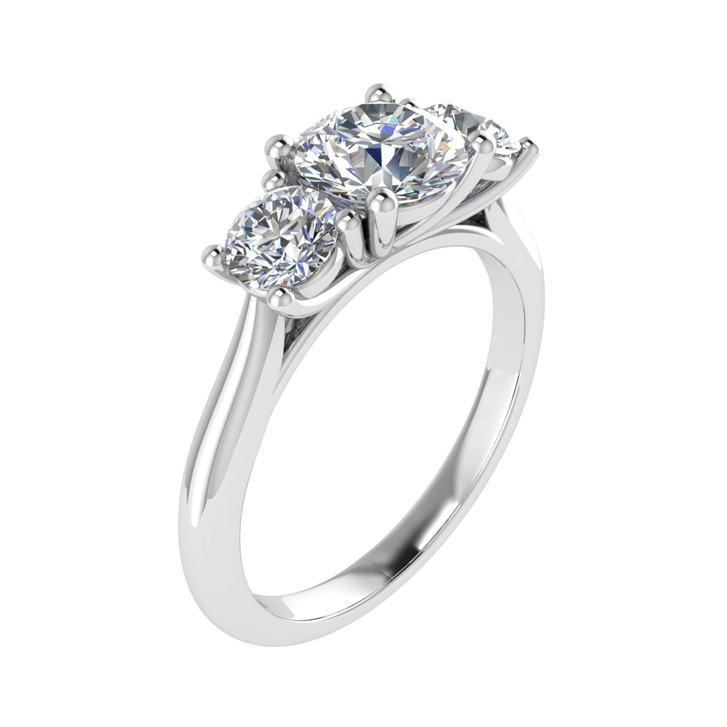 0.30 - 1.50 Carat Natural Diamond Trilogy Engagement Rings