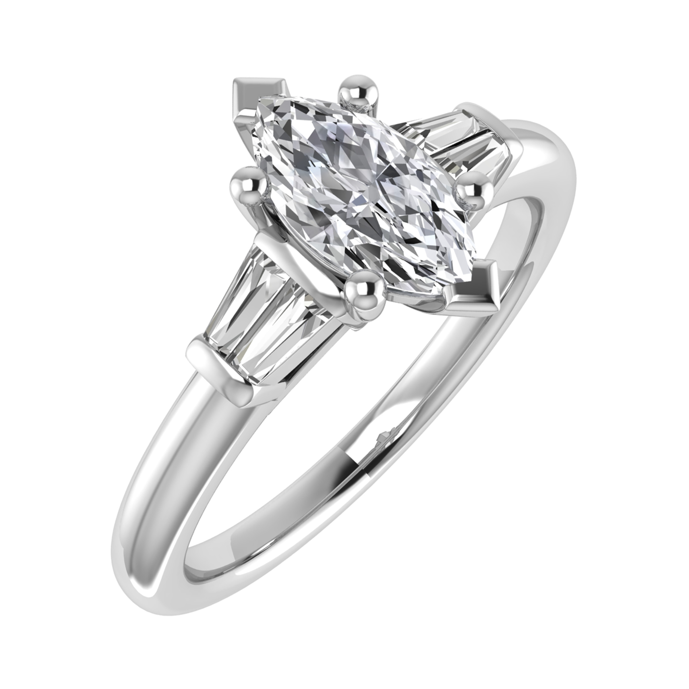 0.5 Ct Natural Marquise Cut Deloris  Trilogy Ring Diamond Rings in 9K White Gold