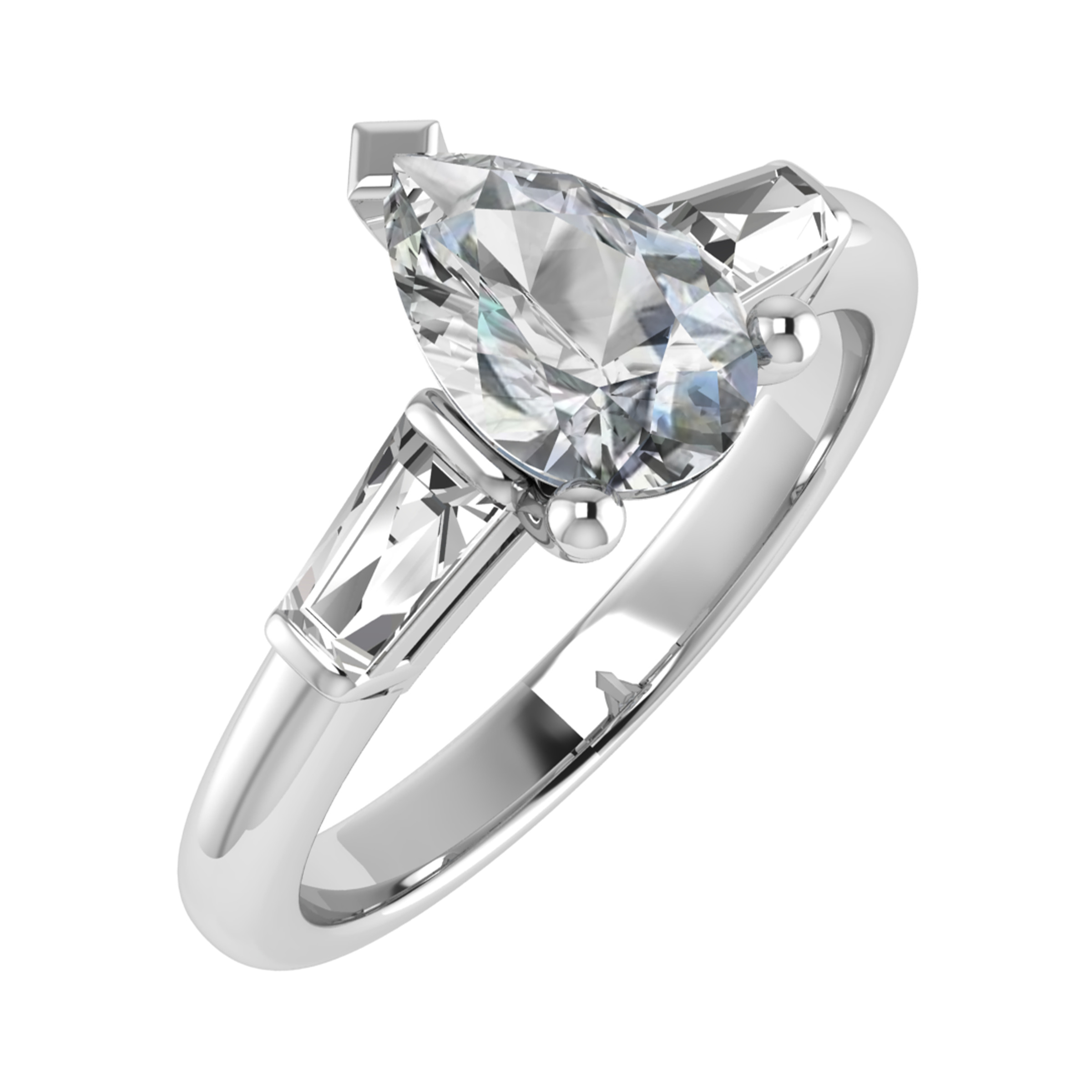 0.3 Ct Natural Pear Cut Delisha  3 Stone Ring Diamond Rings in 9K White Gold