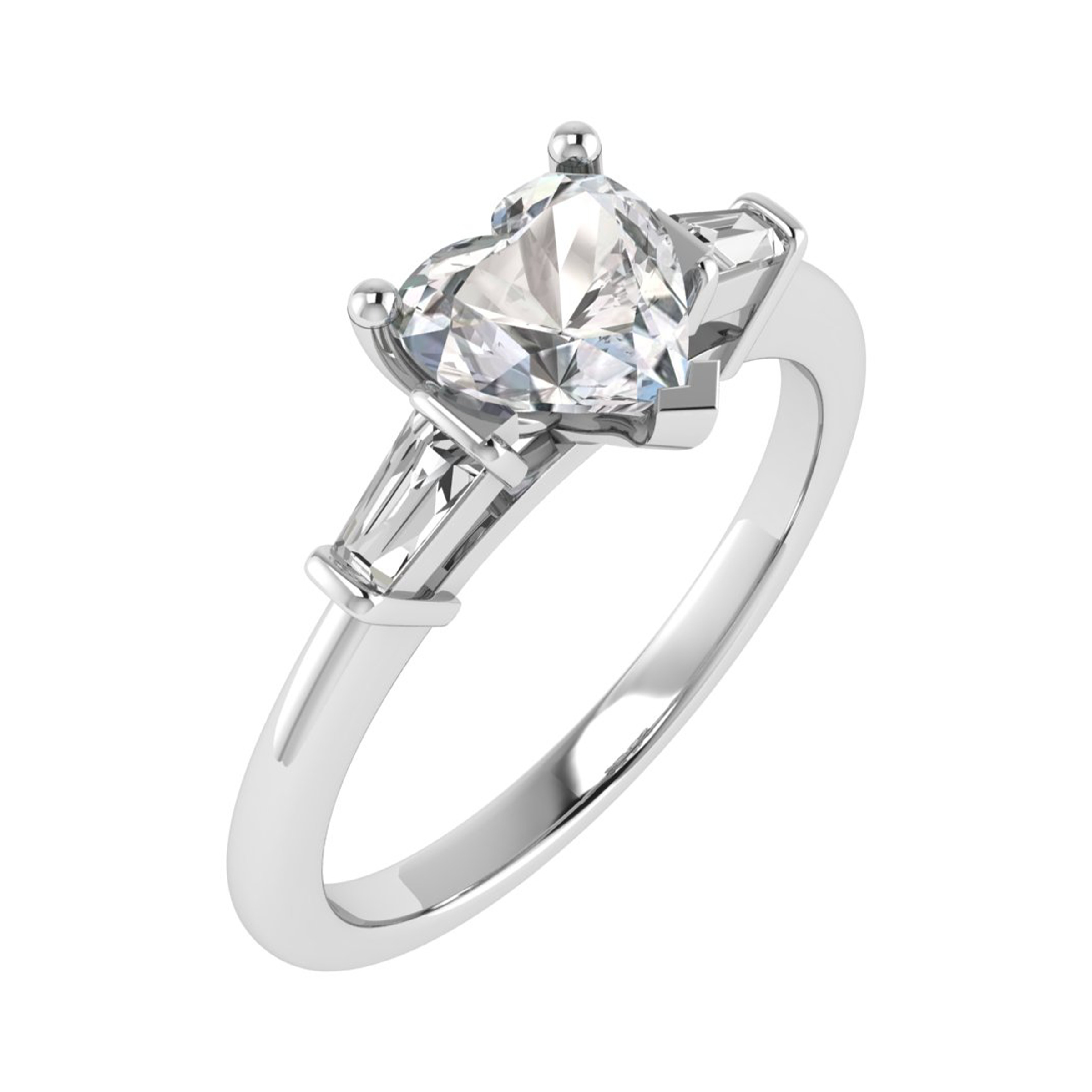 0.25 Ct Natural Heart Cut Desaray  3 Stone Ring Diamond Rings in 9K White Gold