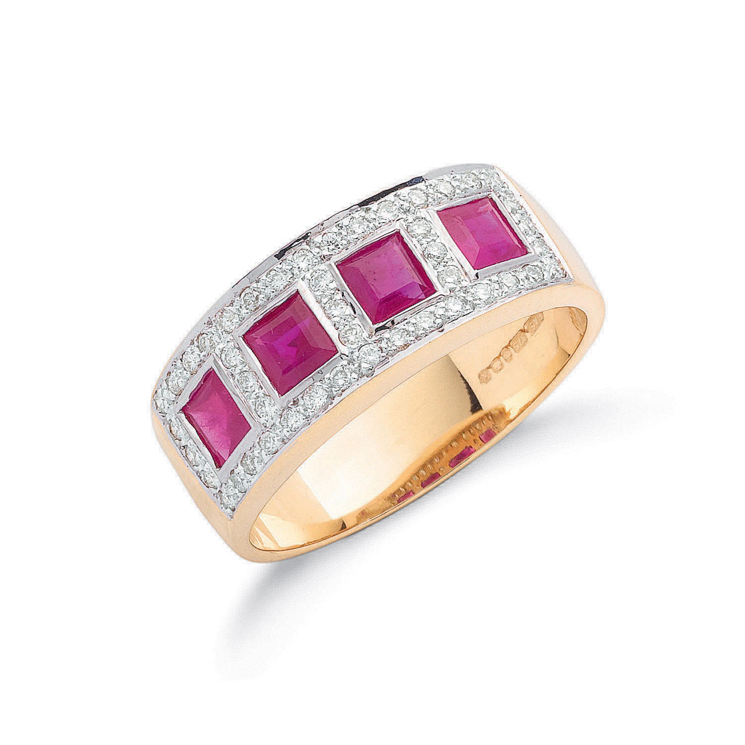 1.5 Ct Natural Ruby Princess Cut Xyla  in 9K Yellow Gold