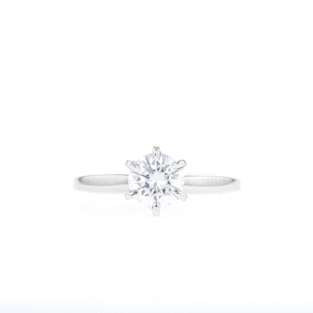 0.2 Ct Natural Round Cut Camelia  Solitaire Diamond Rings in 9K White Gold