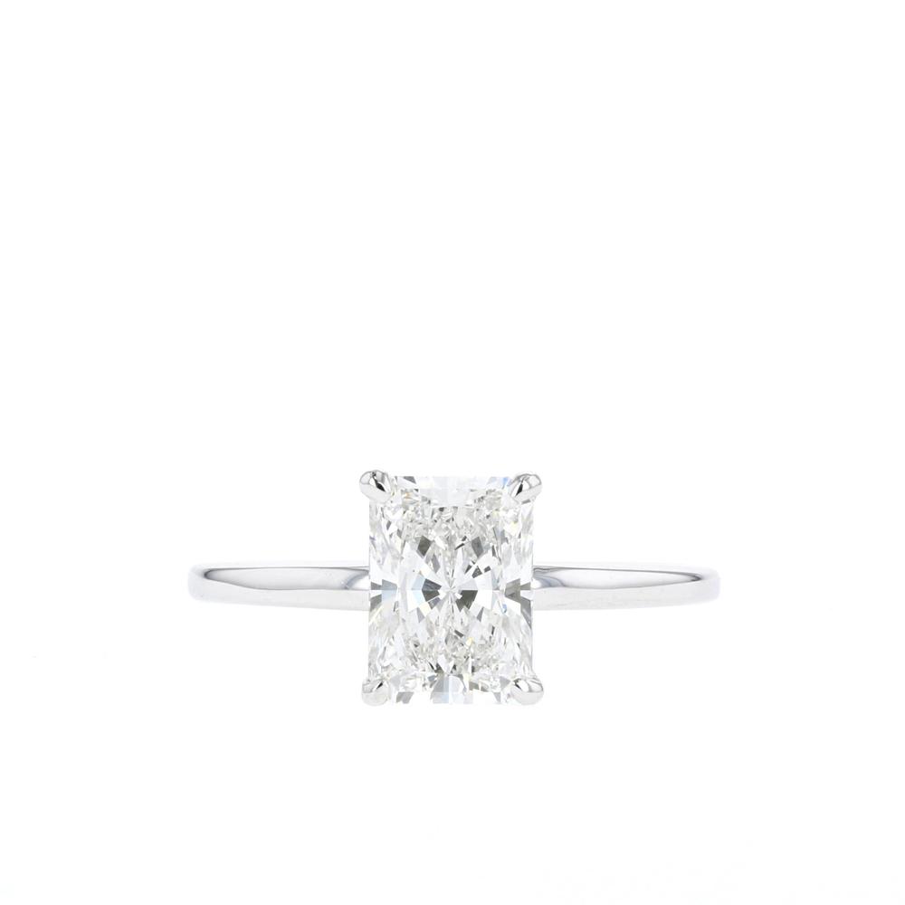 0.2 Ct Natural Radiant Cut Chante  Solitaire Diamond Rings in 9K White Gold