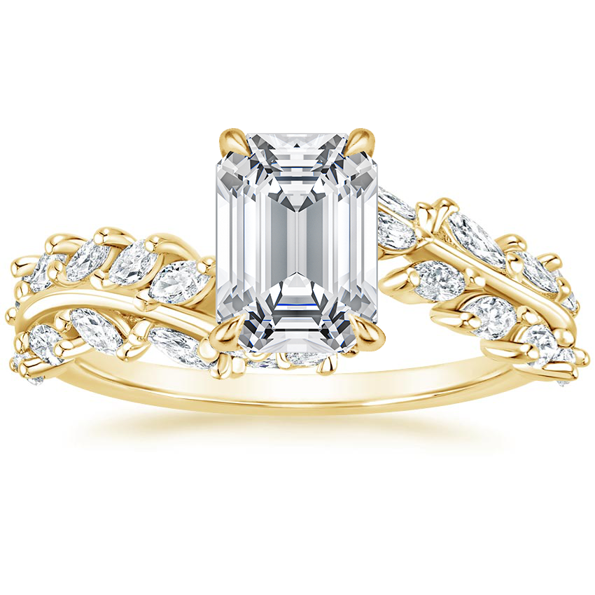 3 Ct Natural Diamond Emerald Cut Cim  Side Stone Engagement Rings in 9K Yellow Gold