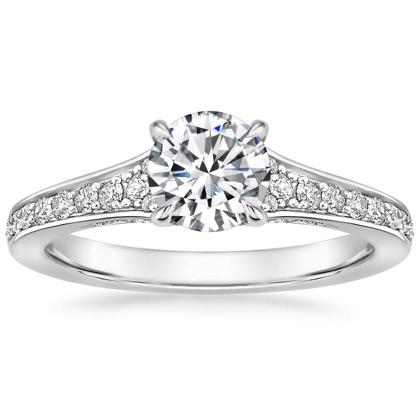 3 Ct Lab-Created Round Cut Delissa  Side Stone Diamond Rings in 9K White Gold