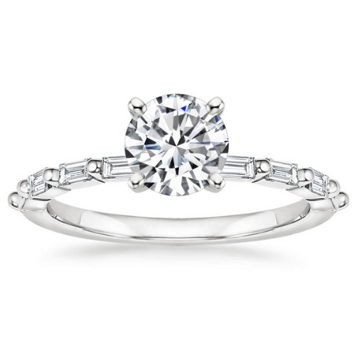 0.2 Ct Lab-Created Diamond Round Cut Bessa  Side Stone Engagement Rings in 9K White Gold