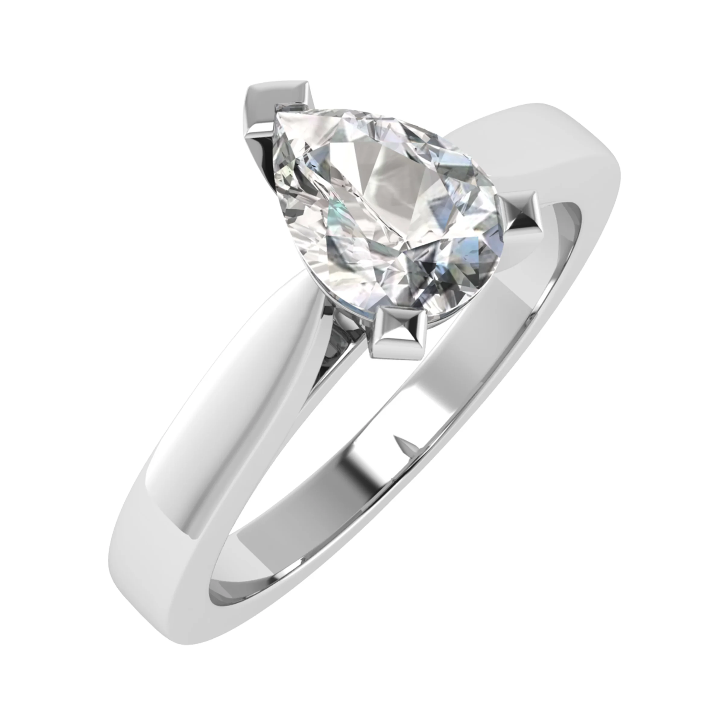 Lab-Created Pear Cut Iniya  Solitaire Diamond Rings in 9K White Gold