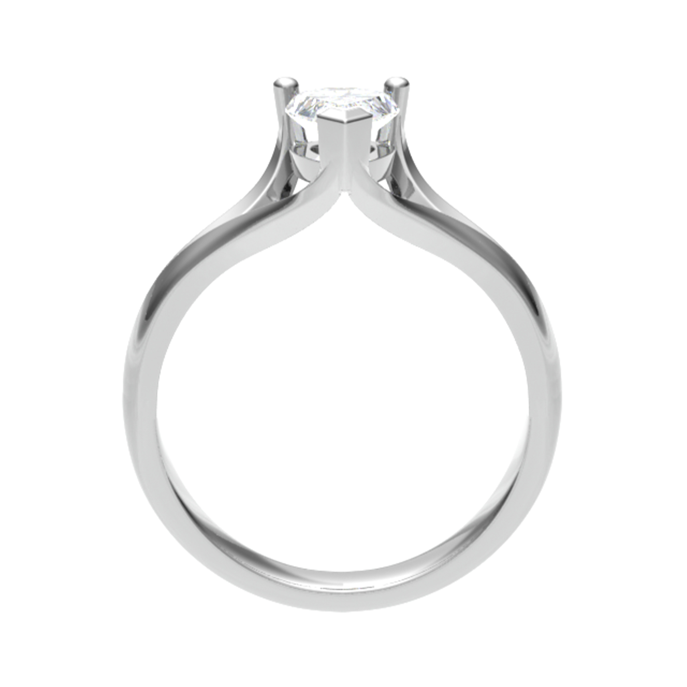 Natural Pear Cut Daisia  Solitaire Diamond Rings in 9K White Gold