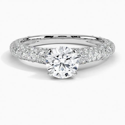 3 Ct Lab-Created Diamond Round Cut Evangeline Side Stone Engagement Rings in Silver 925