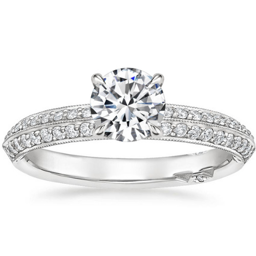 3 Ct Lab-Created Diamond Round Cut Beohha  Side Stone Engagement Rings in 9K White Gold