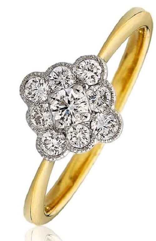 0.4 Ct Natural Round Cut Erwina  Statement Diamond Rings in 18K White Gold