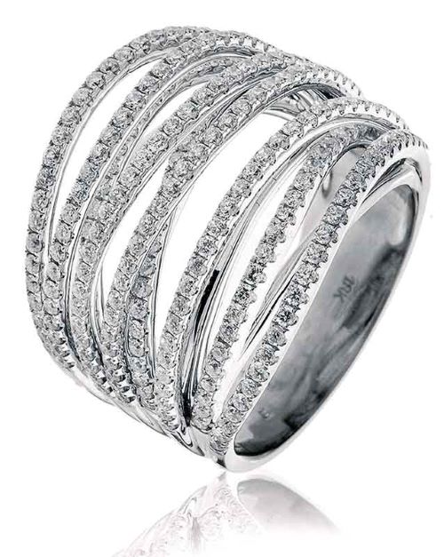 1.6 Ct Natural Round Cut Lanthe Statement Diamond Rings in 18K White Gold