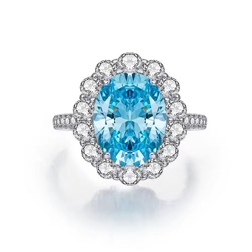 2.44 Carat Aquamarine Gemstone Diamond Rings
