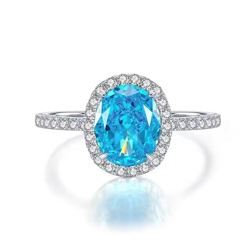 1.62 Carat Aquamarine Gemstone Diamond Rings