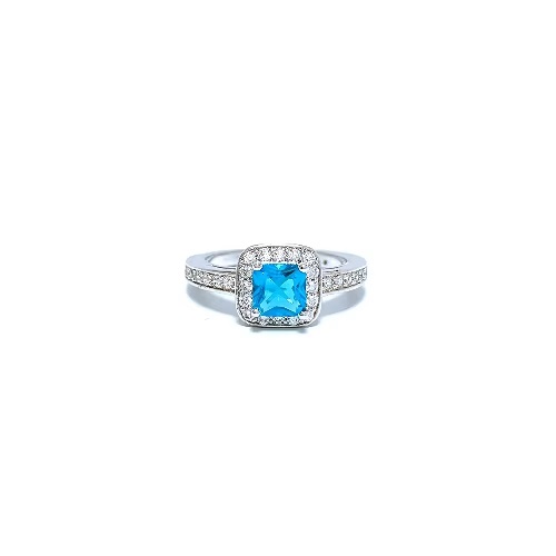 3.02 Carat Aquamarine Gemstone Diamond Rings