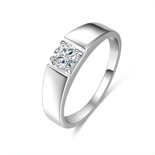 0.6 Ct Lab-Created Round Cut Eva  Mens Diamond Rings in 9K White Gold