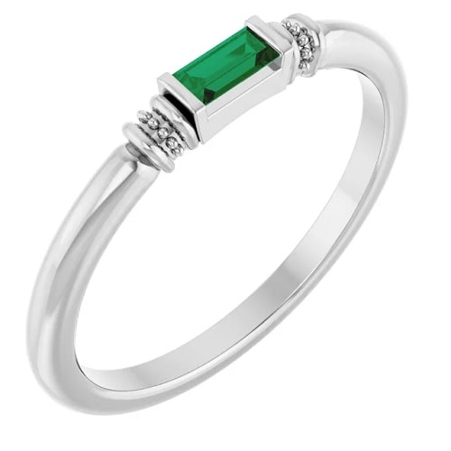 0.14 Carat Emerald Gemstone Diamond Rings