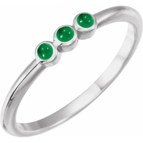 0.15 Ct Emerald Round Cut Betsy  Diamond Rings in Silver 925