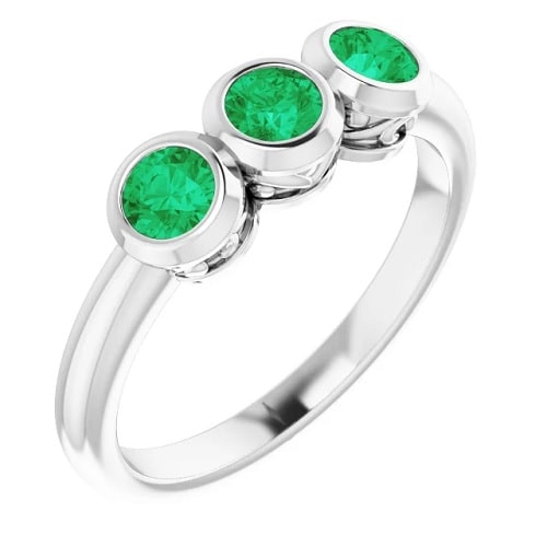 0.3 Ct Emerald Round Cut Ziggy  in Silver 925