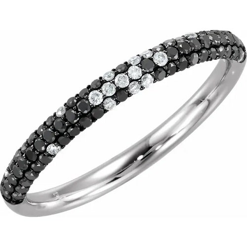 0.8 Ct Round Cut Odalys Black Ring Diamond Rings in Silver 925