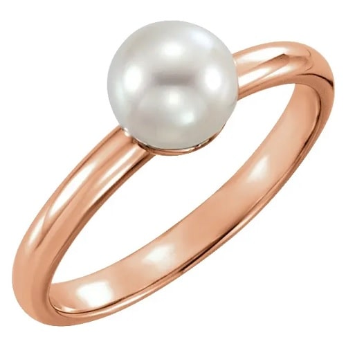 Pearl Round Cut Zenaya Gemstone Diamond Rings in 9K White Gold