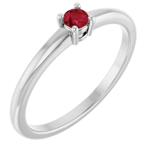 0.15 Ct Natural Ruby Round Cut Dona  Diamond Rings in Silver 925