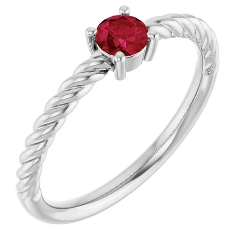 0.34 Ct Natural Ruby Round Cut Daralyn  Diamond Rings in Silver 925