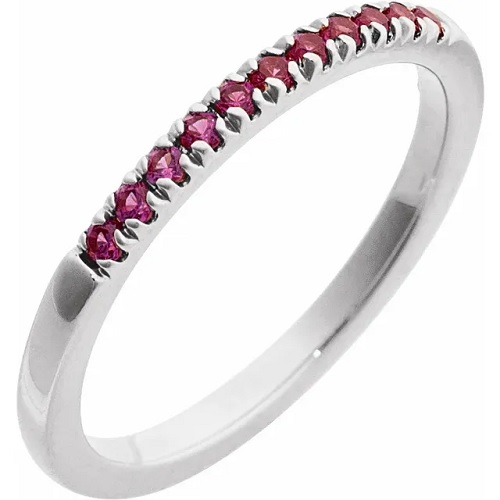 0.11 Ct Natural Ruby Round Cut  Diamond Rings in Silver 925