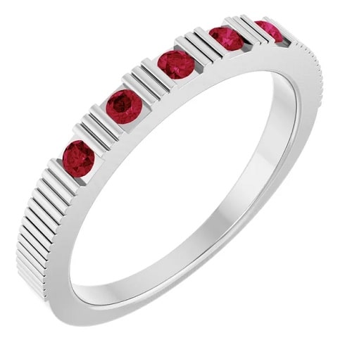 0.25 Ct Natural Ruby Round Cut  Diamond Rings in Silver 925