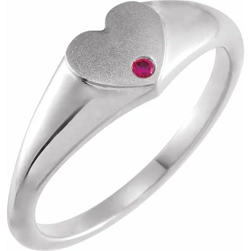 0.03 Ct Natural Ruby Round Cut  Diamond Rings in Silver 925