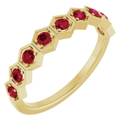 0.54 Ct Natural Ruby Round Cut Leia  Diamond Rings in Silver 925