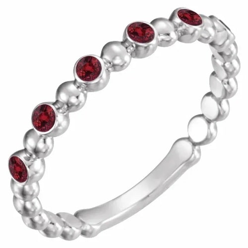 0.18 Ct Natural Ruby Round Cut  Diamond Rings in Silver 925