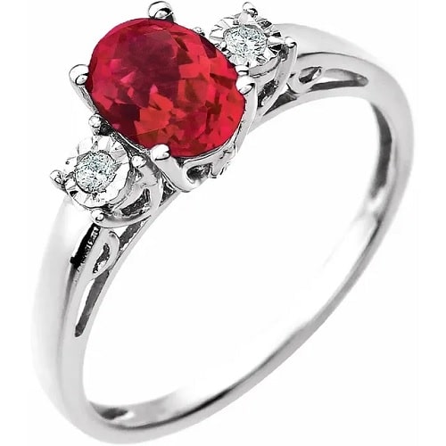 1.04 Ct Natural Ruby Oval Cut Kali  Diamond Rings in Silver 925