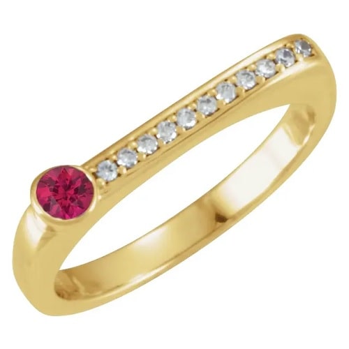 0.26 Ct Natural Ruby Round Cut  Diamond Rings in Silver 925