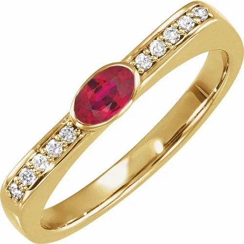 0.45 Ct Natural Ruby Oval Cut Lynette  Diamond Rings in Silver 925