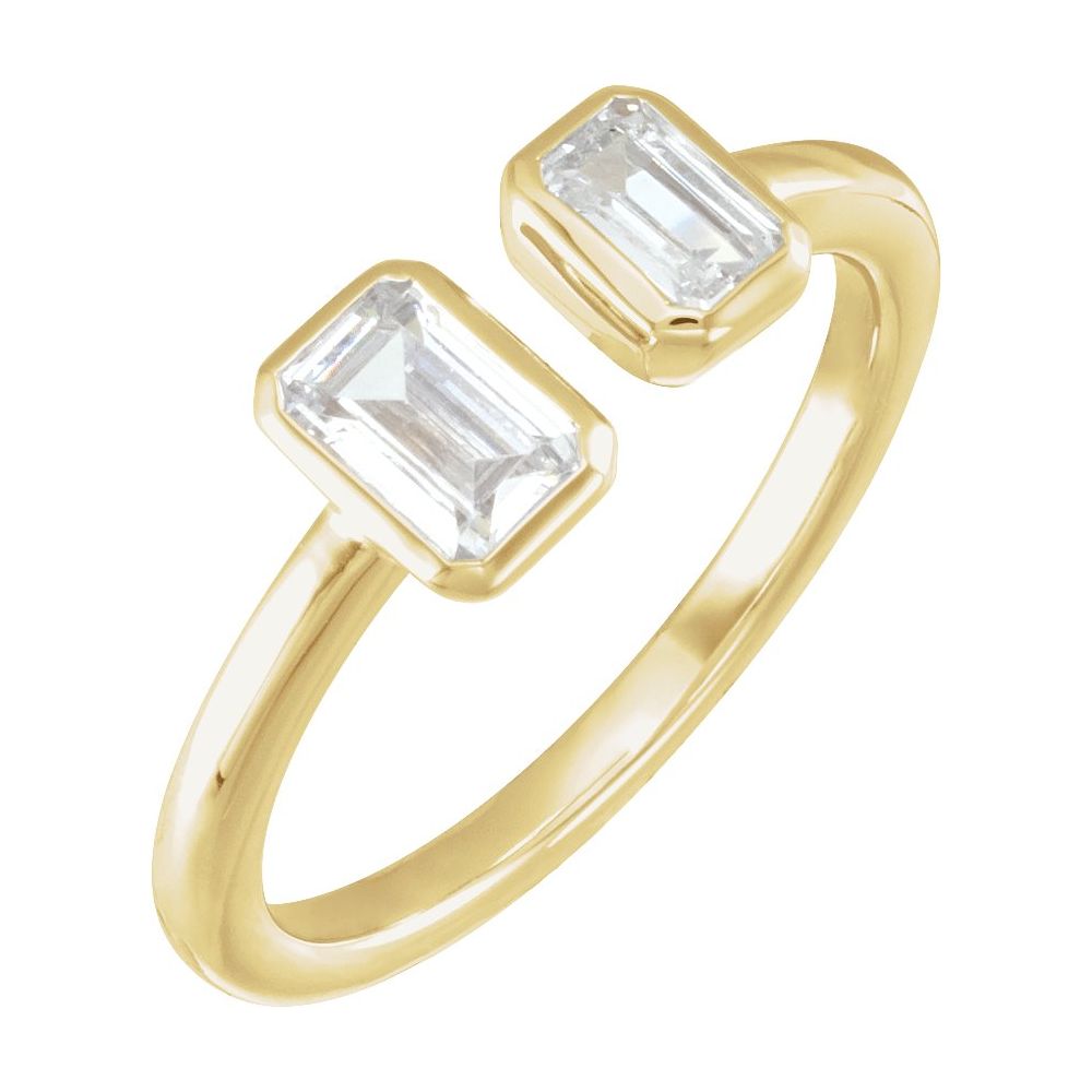 1 Ct Lab-Created Emerald Cut Creeda  Side Stone Diamond Rings in 9K White Gold