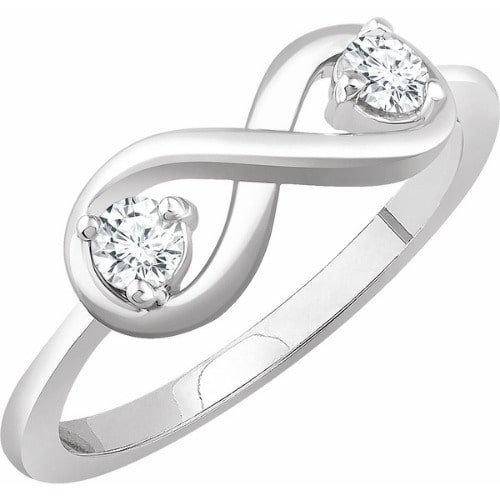 0.25 Ct Natural Diamond Round Cut Christalyn  Side Stone Engagement Rings in 9K White Gold