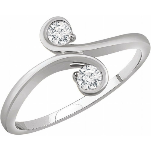 0.2 Ct Natural Round Cut Nell  Side Stone Diamond Rings in 9K White Gold