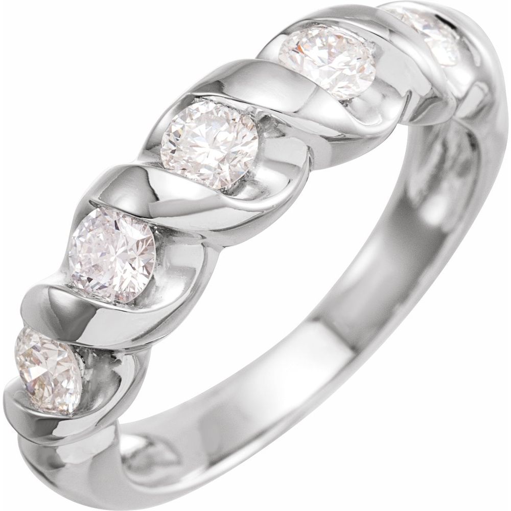 0.06 Ct Lab-Created Round Cut Debyanne  5 Stone Ring Diamond Rings in 9K White Gold