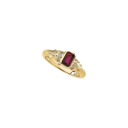 0.84 Ct Natural Ruby Emerald Cut  in 9K Yellow Gold