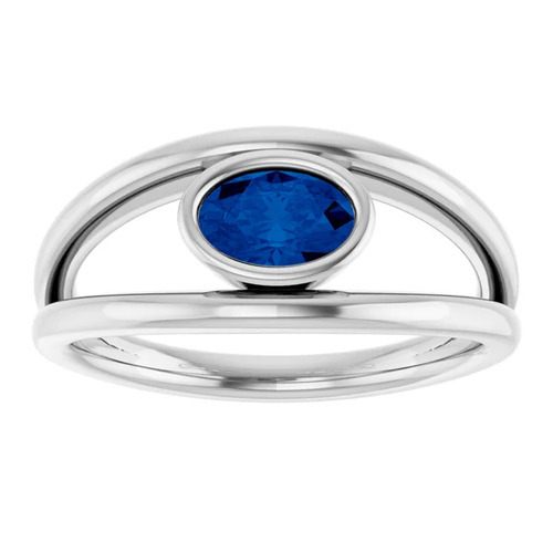 0.6 Ct Blue Sapphire Oval Cut Anslie  in Silver 925