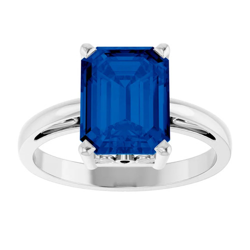 1.7 Ct Blue Sapphire Emerald Cut Arykah  in Silver 925