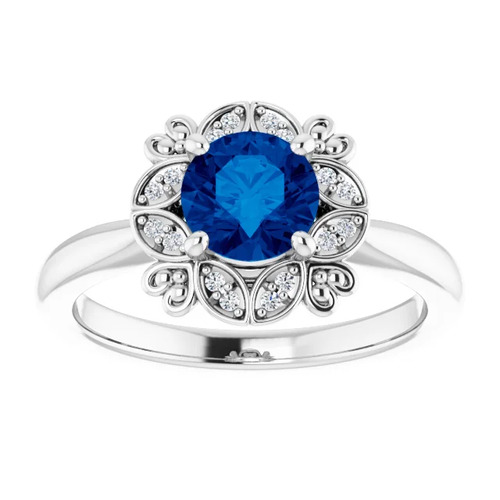 1.09 Ct Blue Sapphire Round Cut Alexandrina  in Silver 925