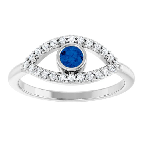 0.48 Ct Blue Sapphire Round Cut Ahnika  in 9K White Gold